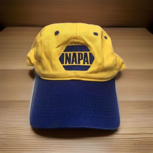 NAPA 75th Anniversary Mens Yellow Blue Adjustable H&L Strapback Hat Cap Baseball - Picture 1 of 11